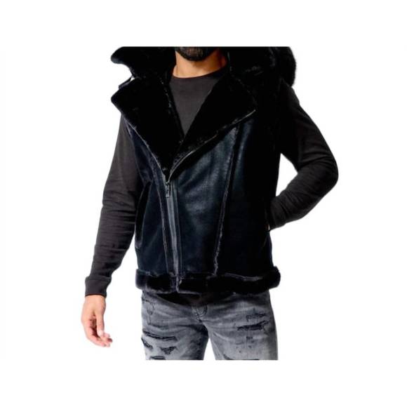 NEW JORDAN CRAIG men's denali shearling vest in black - Picture 1 of 3